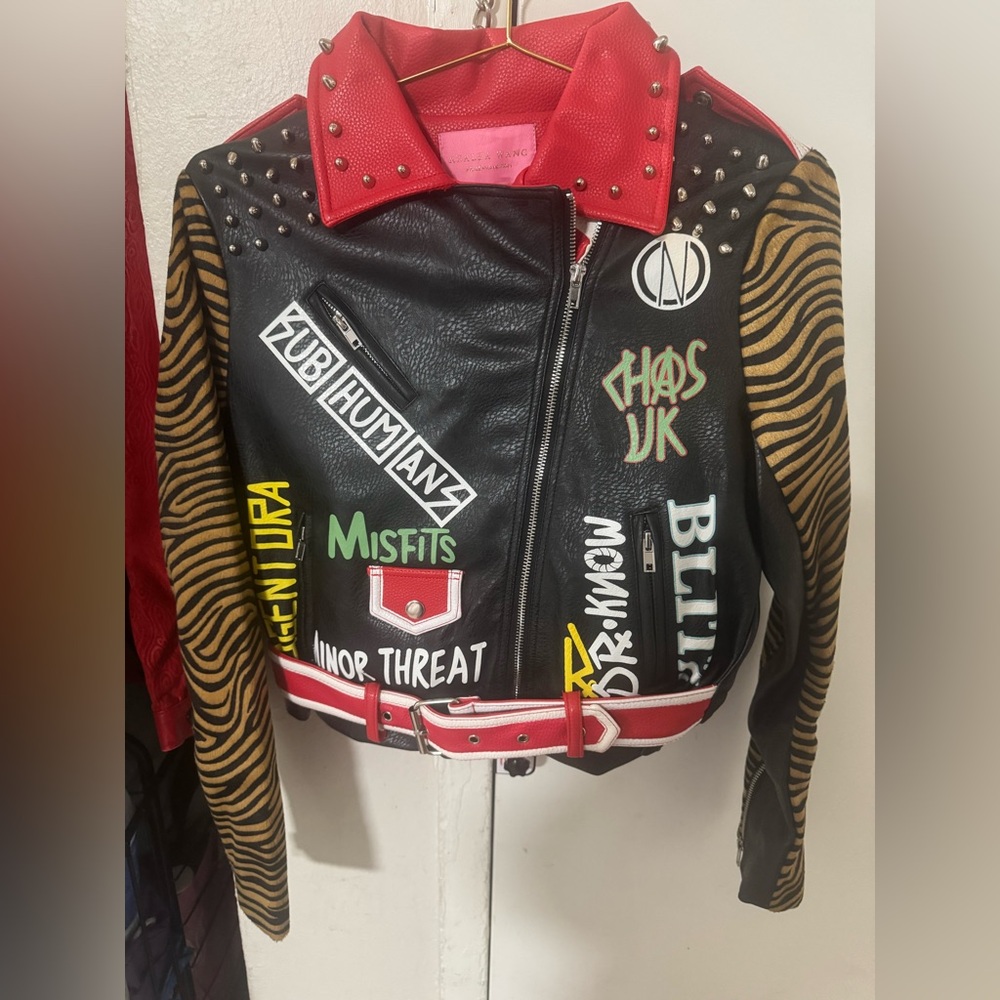 Bold Leather Jacket with Studded Accents